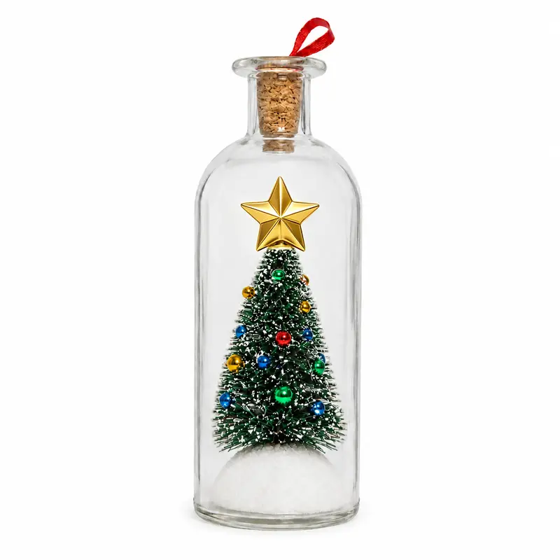 The Memory Bottle: 8" Recordable Christmas Tree Glass Ornament & Holiday Gift