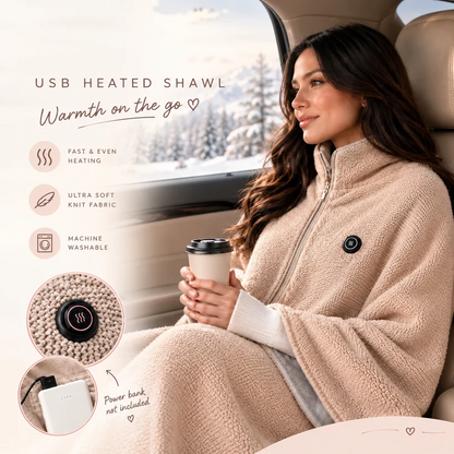 Wearable Heated Shawl 3 Heat Levels Portable Thermal Wrap