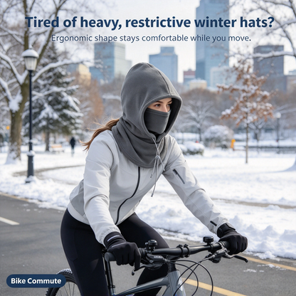 2-piece integrated flannel warm face mask and hat, windproof and warm for outdoor cycling, autumn and winter style, warm hat with neck visor.