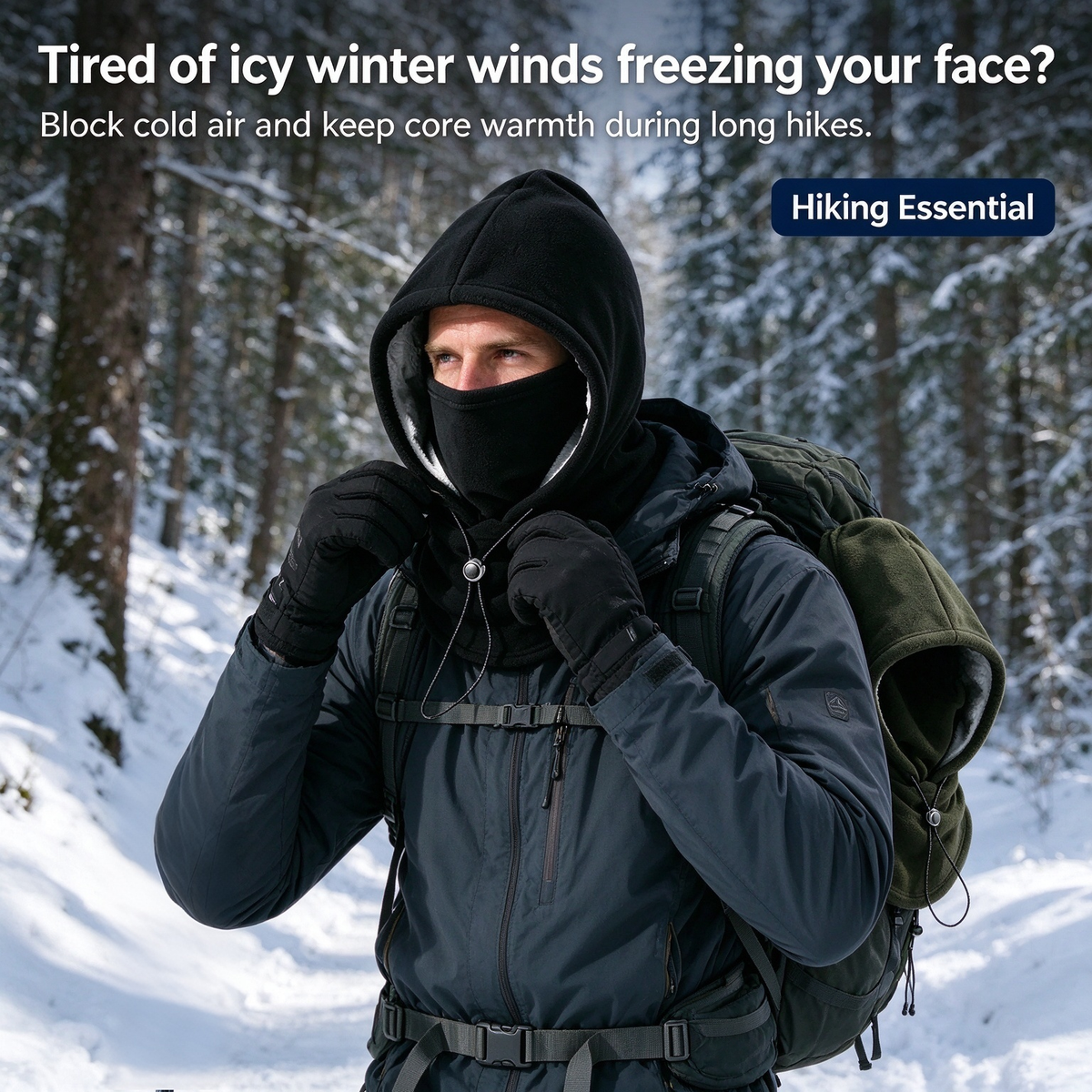 2-piece integrated flannel warm face mask and hat, windproof and warm for outdoor cycling, autumn and winter style, warm hat with neck visor.