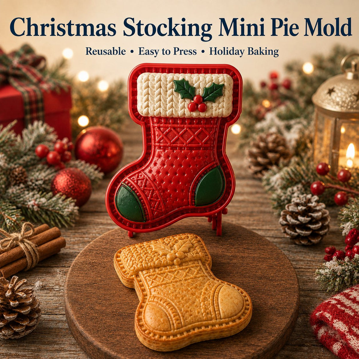 🎅 8-Design Christmas Mini Pie Mold – Festive Holiday Baking Tool for Cookies & Treats