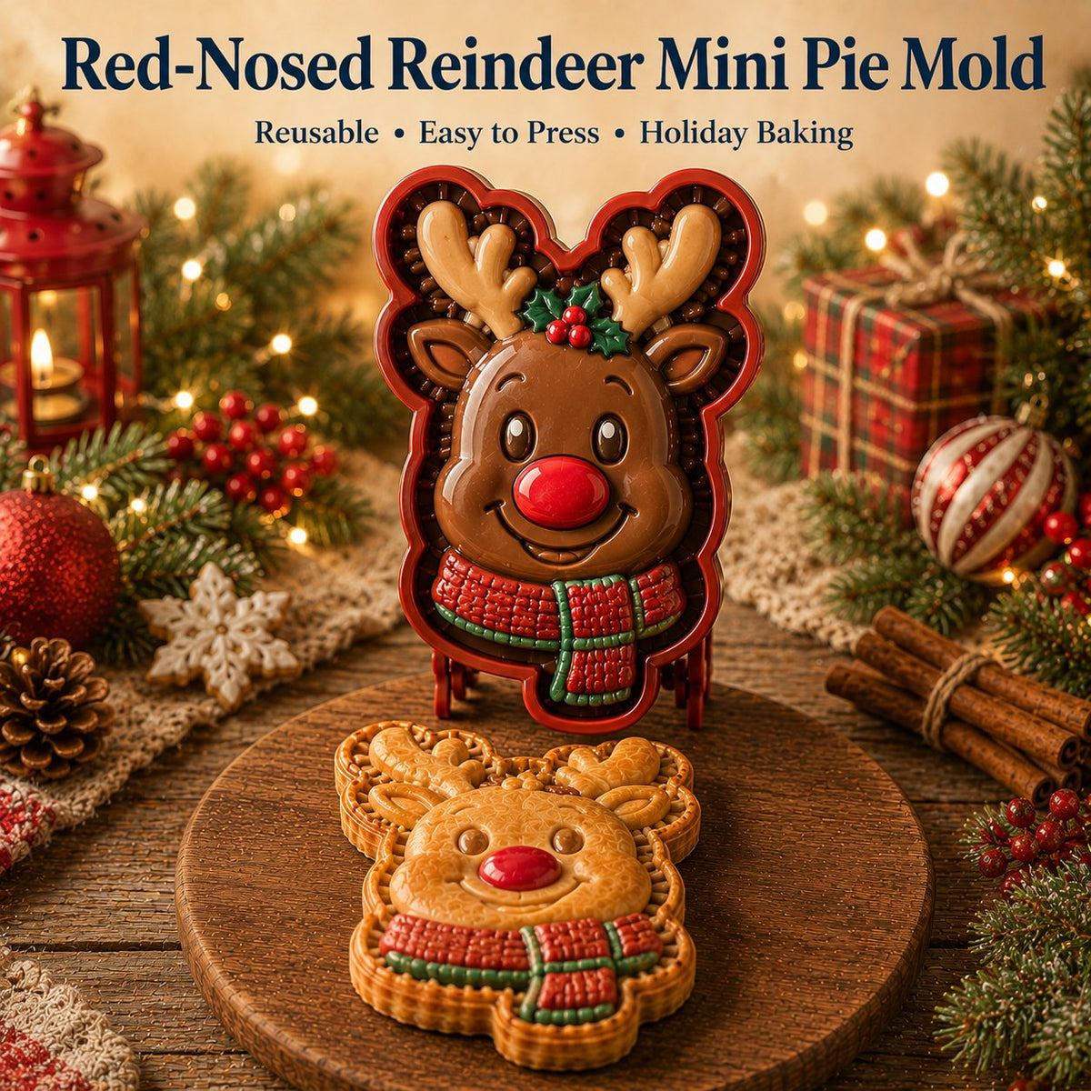 🎅 8-Design Christmas Mini Pie Mold – Festive Holiday Baking Tool for Cookies & Treats